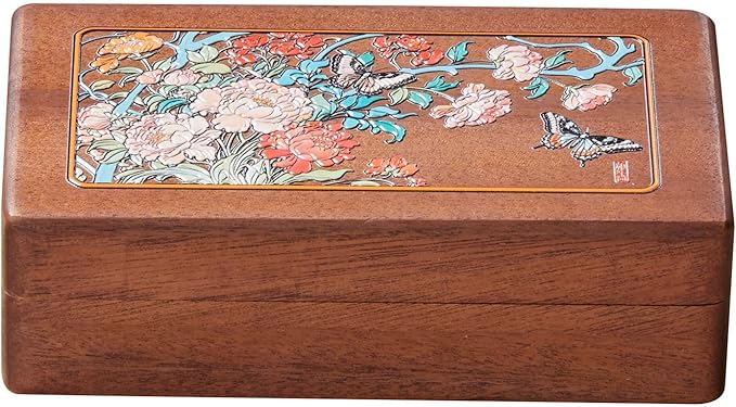 Travel Jewelry Case Small Wood Jewelry Organizer Jewelry Box for Women (Nut-Brown Print G)