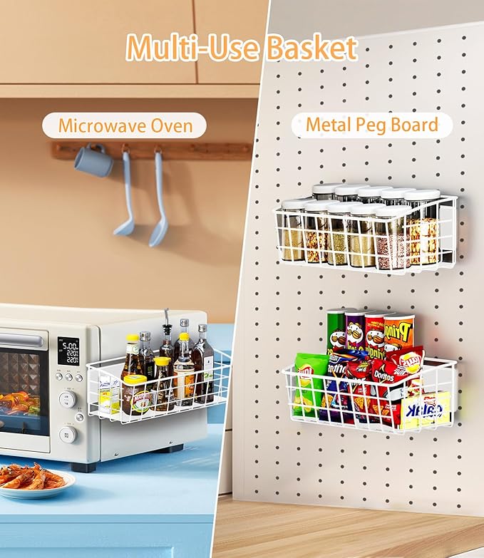 2PCS Magnetic Spice Rack for Refrigerator, Versatile Magnetic Shelf Organizer with 2 Hooks for Kitchen Storage, Large Capacity Spice Rack for Fridge, Oven - White