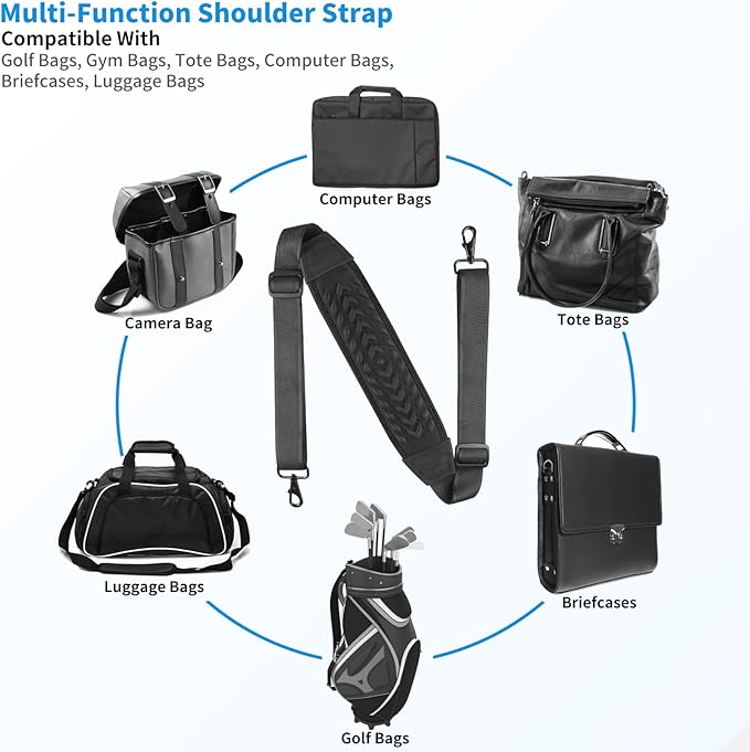 3D Air Cushion Ultra Comfortable Bag Strap, 67" Thicken Shoulder Strap with Double Adjustable Buckles and Metal Hooks, Ideal for Laptop Messenger Bag/Crossbody Bag(Reduced Stress)