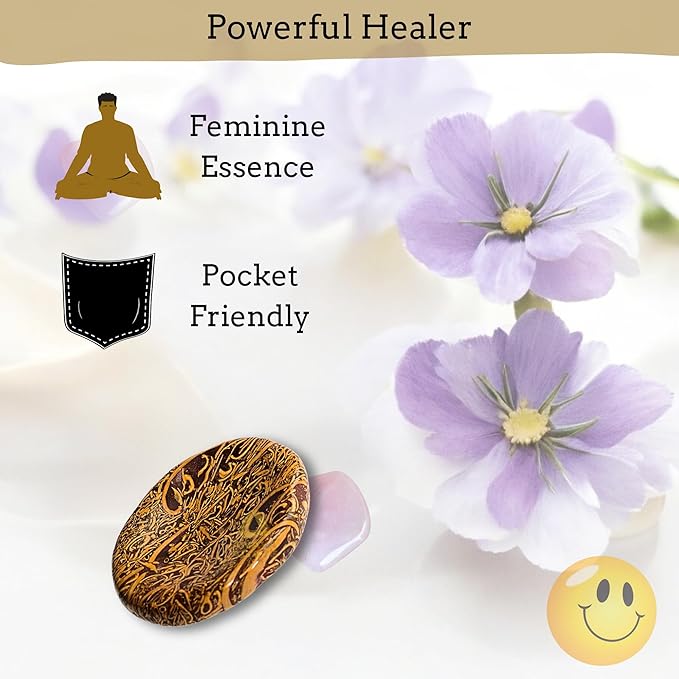 Mariam Jasper Worry Stones – Crystal Thumb Worry Stone for Anguish, Stress – Relaxing and Soothing Balance Stones for Meditation, Stress Relief – Healing Stones and Crystals for Men and Women