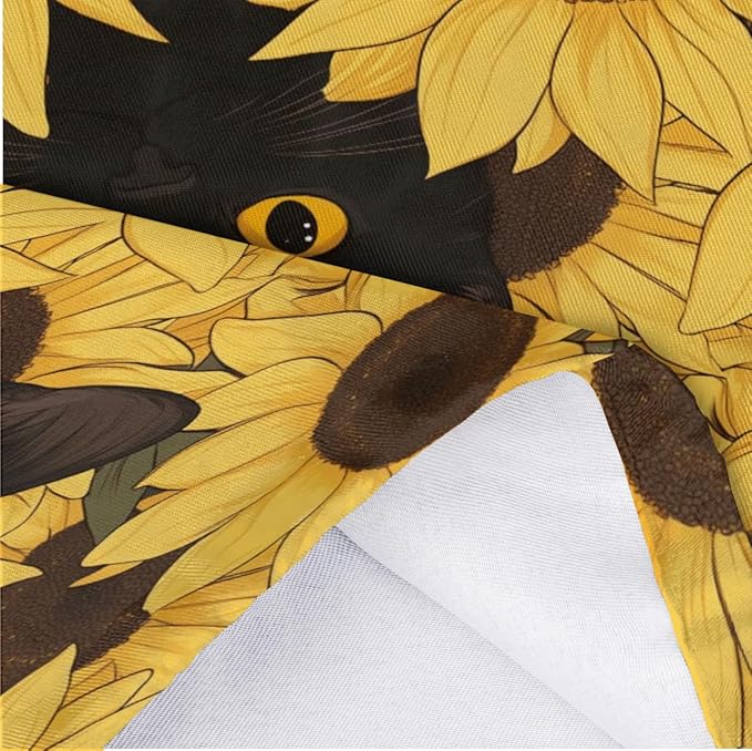 Sabokido Animal Cat Plastic Bag Holder Yellow Sunflower Grocery Bag Storage Dispenser Washable Hanging Shopping Bags Carrier Reusable Wall Mount Trash Bag Organizer for Kitchen Pantry