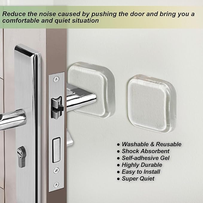 Door Stopper Clear Rubber Door Stops Wall Protector, Transparent Self Adhesive Door Handle Knob Wall Shield Bumper Guard for Bathroom,Kitchen, Tables, Wall Fridge Cabinet Headboard 12 Pack (Clear)