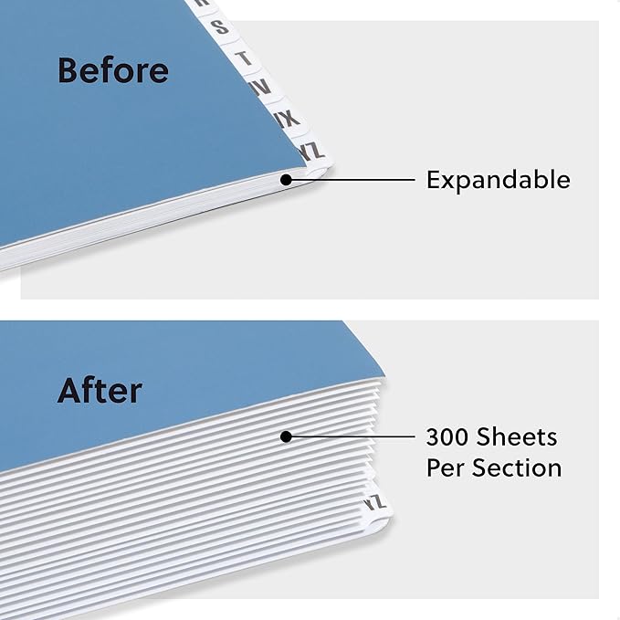 SMEAD Expandable Alphabetic File Sorter Dark Blue | Letter Size | 20 Dividers | Laminated Tabs | Pack of 5