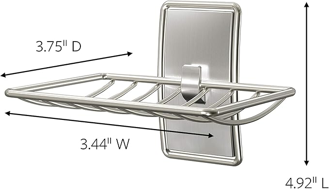 Command Soap Dish for Shower, Damage Free Hanging Bathroom Soap Dish, No Tools Bar Soap Holder, 1 Satin Nickel Soap Dish and 2 Water-Resistant Command Strips