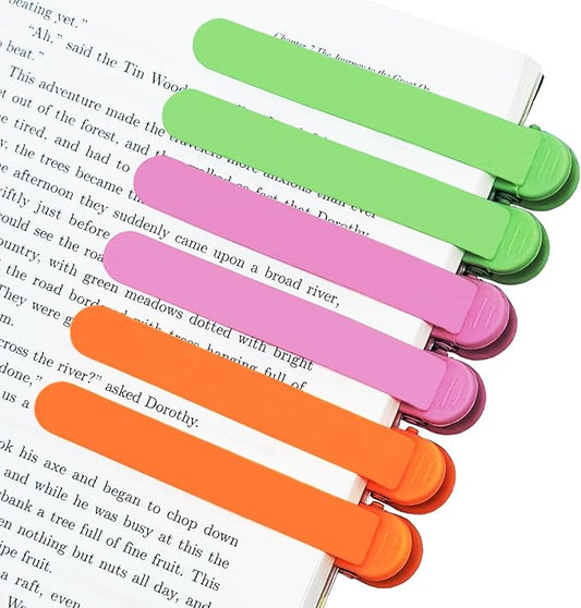 6Pcs Automatic Bookmark - Smart Book Marks for Reading Women, Men & Kids - Silicone Reading Book Mark Clip Page Holder Accessories