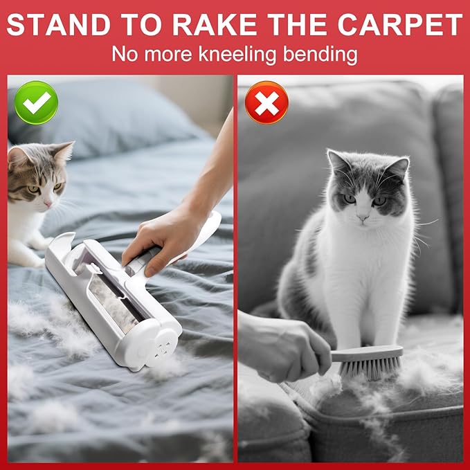 Cornnpet Roller Pet Hair Removal Tool – Reusable Lint Roller for Dogs & Cats – Self-Cleaning Fur Remover Brush - Portable, Multi-Surface Fur Removal Tool - Pet Hair Removal Tool for Car & Home