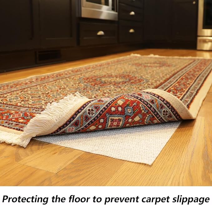 Non SlipGripper Pad for Hardwood Floors, Area Rug Pads for Tile Floor, Under Carpet Anti Skid Mat, Keep Your Rug Safe in Place,Can be Cut to Any Size (White, 70.8x78.7inch)