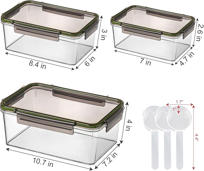 MYITYARD Laundry Pods Container 3 Pack, Clear Powder Detergent Storage with Scoops and Sealing Lid - Dryer Sheet Holder for Laundry Room Organization
