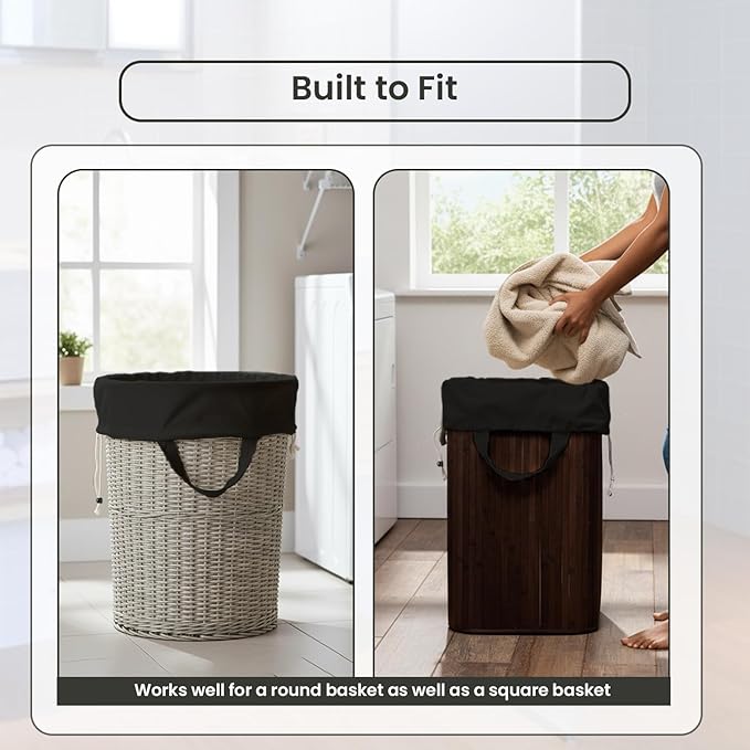LFH Home Large Premium 1-Pack Cotton Canvas Laundry Bag with Drawstring and Handles, Heavy-Duty, Multi-Use, and Washable for Home, Travel, College, or Storage, 28x40 - Black