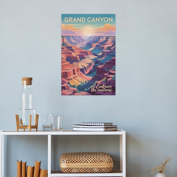 Motivational Canvas Grand Canyon Inspirational Poster Embrace The Vastness for Meditation Living Room Creative Studio Décor Canvas Poster Unframe-style 24x36inch(60x90cm)