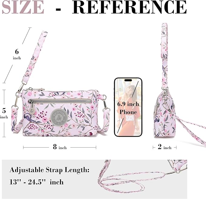 AOCINA Small Wristlet Wallet for Women RFID Blocking Crossbody Purse Gifts for Valentines Day Nylon Cell Phone Purses