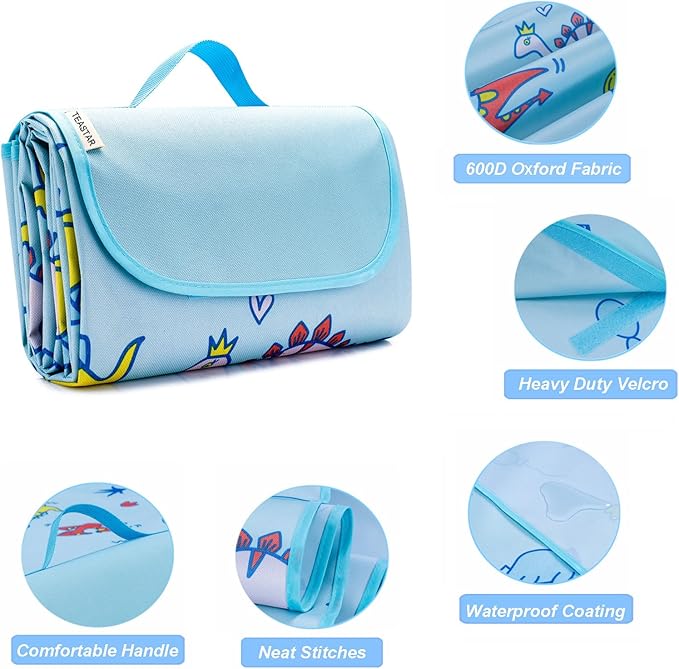 Large Picnic Blanket Waterproof Sand Free Beach Mat Foldable Picnic Mat Sandproof Beach Blanket Extra Large Grass Concert Blanket for Sporting Events, Family Picnic, Camping, Travel, Park