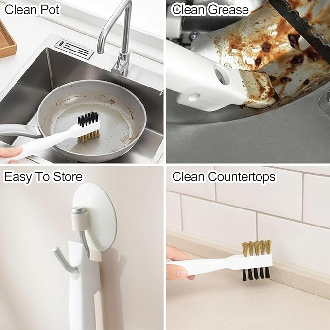 Ymapinc Gas Stove Top Cleaner Set - Kitchen Cleaning Scrub Brush with Cooktop Scraper + Scraper Tool, Household Cleaning Tools & Scrubber for Range Hood Grease Grime