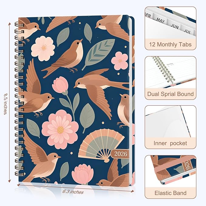2026 Planner, Weekly and Monthly Calendar Academic Planner, Jan 2026 - Dec 2026, Planning Agenda Book for Desk Accessories and School Supplies - A5 (6.3'' x 8.5'')