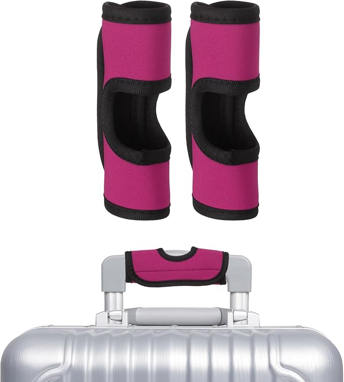 uxcell Luggage Handle Wrap, 2 Pcs Hollow Neoprene Handbag Grip Cover Protector Luggage Identifiers Suitcase Handle Wraps for Luggage Suitcase Travel Bags, Rose Red