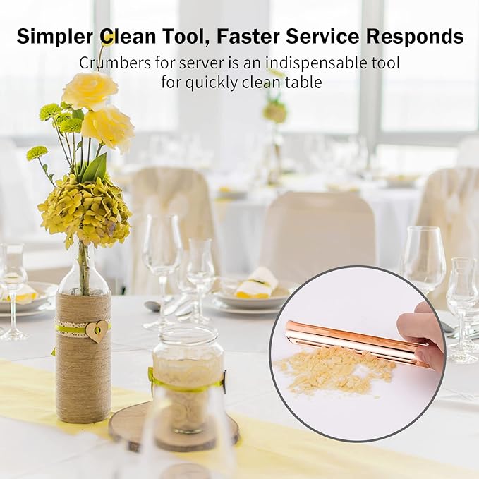 Food Scraper, Crumbers for Servers, Restaurant Crumb Sweeper, Table Scraper for Crumbs on Table, Restaurant Supplies for Kitchen, Server Accessories for Waitresses and Waiters (1 PACK, Rose Gold)