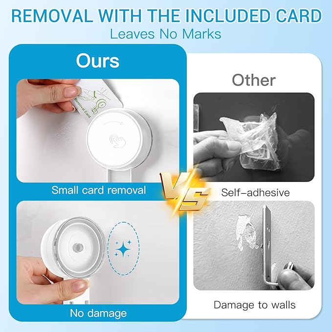 LUXEAR Heavy Duty Waterproof Shower Hooks 6 Pack - Suction Hook, No Drill Damage-Free Removable Reusable Wall Hooks for Bathroom Kitchen Towel Bathrobe Loofah Shower Hooks (Max Load 11LB/5KG)