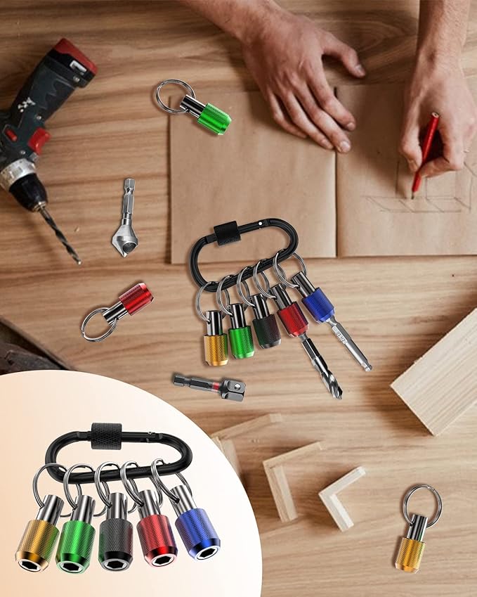 Tool Gifts, Upgrade, Steel Material, Katerk 5PCS 1/4 Inch Hex Shank Screwdriver Bits Holder Extension Bar Screw Adapter Drill Handy Heavyduty Keychain Bit Holder for Electric Screwdrivers, 5 Colors