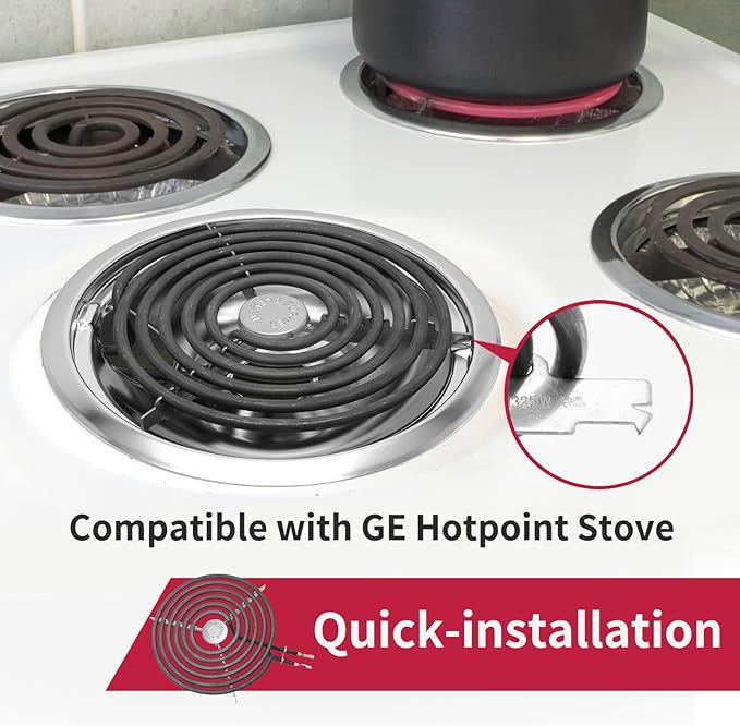 WB30M1 and WB30M2 GE Hotpoint Electric Stove Burner Replacement Element, Perfectly Fit GE Hotpoint Electric Range Stove Top-Includes 2 * 8'' and 2 * 6''
