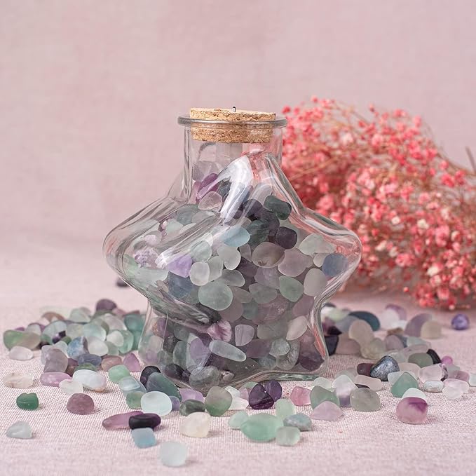 Tumbled Fluorite Crystal Stone Set - 72 Pcs, 0.5" 10 oz Handpicked Tumbled Gemstones Rocks, Pebbles for Reiki, Chakra, Healing, Home Decor, 0.5" - Fluorite