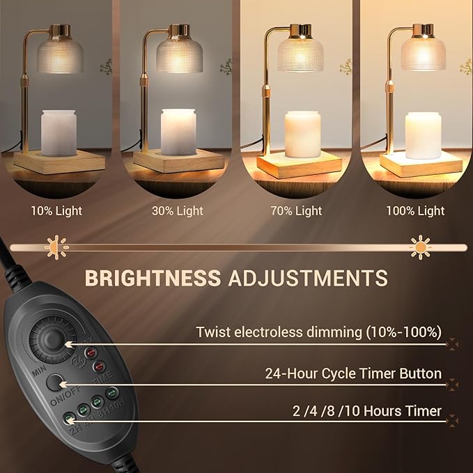 KLL Candle Warmer Lamp with Timer: Christmas Gifts for Women, Birthday Gifts for Women Mom Friend Sister - House Warming Gift New Home Decor - Wax Melt Warmer for Jar Candles with 2 Bulbs