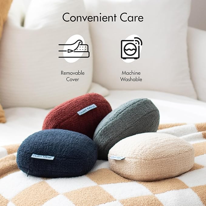 Quiet Mind Weighted Pillow for Adults 12 Lbs - Get Better Sleep - Sustainably Made and Chemical Free - Machine Washable (Large, Blueberry)