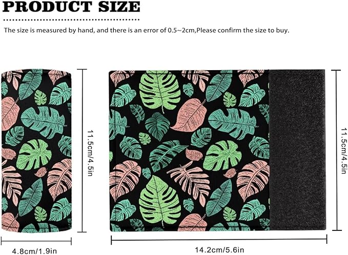KUIFORTI Palm Leaf Luggage Handle Wrap Grip for Suitcase, 2 Pack Luggage Identifiers Marker Soft Trolley Case Grip Cover Set Leaf Print