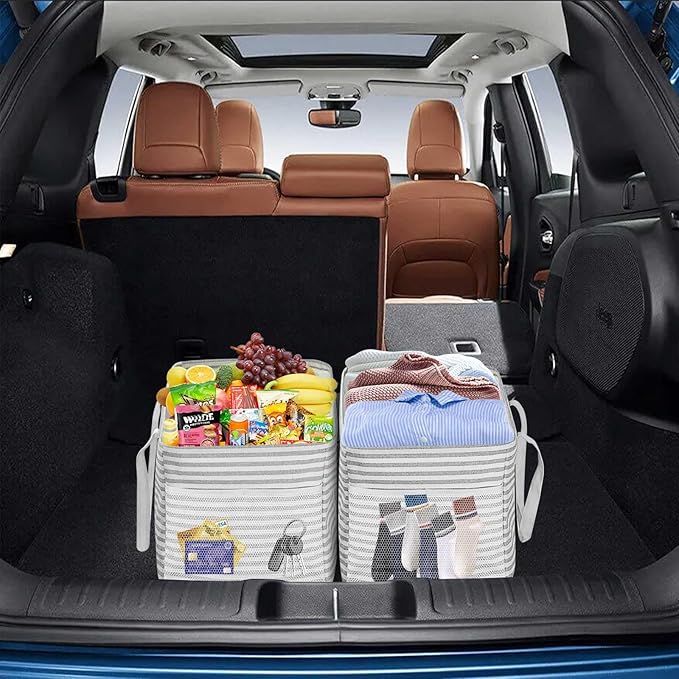 LHZK Standing Extra Large Utility Tote Bag with Metal Wire Frame and the Sides Rinforced, Extra Large Tote Bag with Handle, Reusable Grocery Bags Foldable, Beach Bag, Car Tote (Gray)