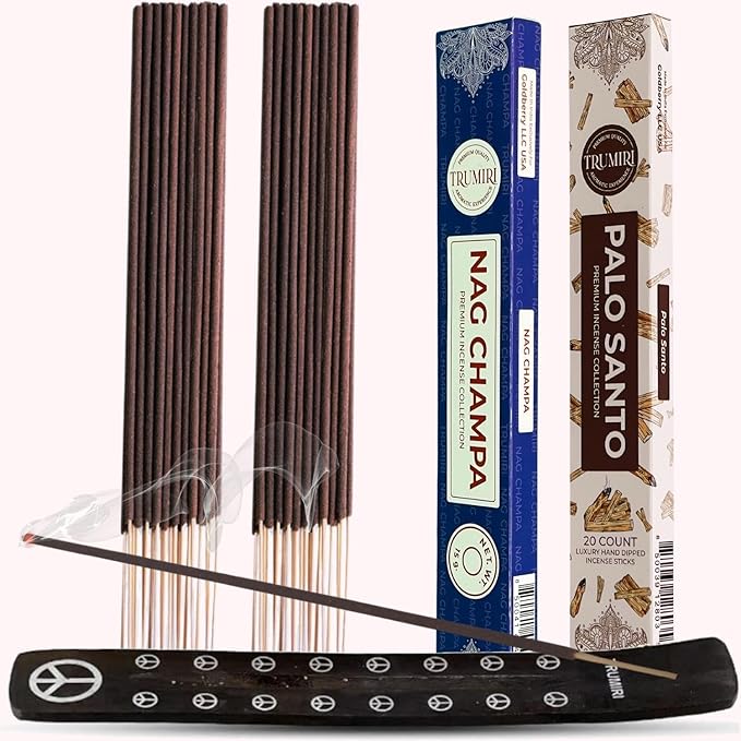 Trumiri Incense Sticks - Combo Pack of 35 Insence-Sticks - 15 Nag Champa + 20 Palo Santo - Insenses - Insents - Incents - Inscense - Incence - Incienso - All Natural Incense Sticks