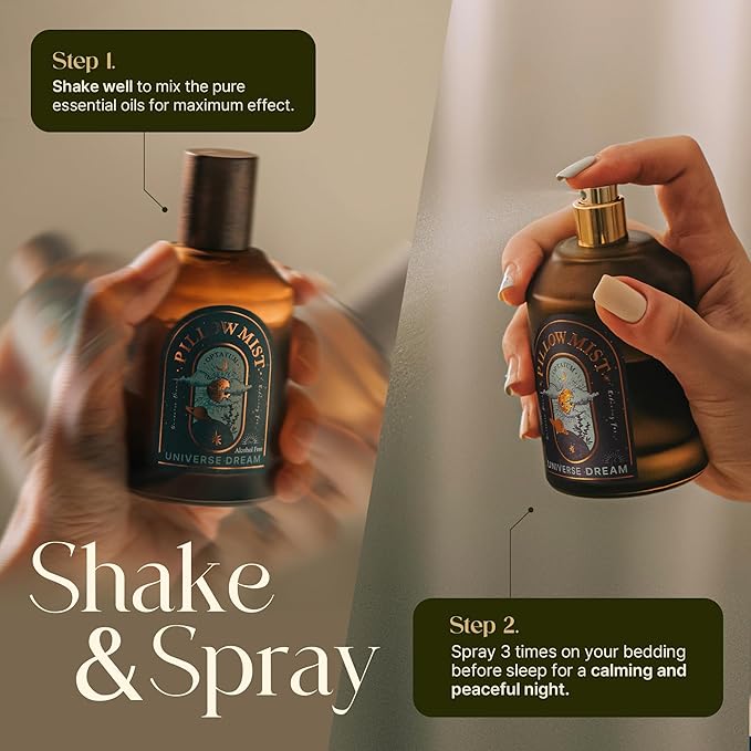 OPTATUM Pillow Mist - Aromatherapy Pillow Spray for Sheets, Linen & Bedding, Natural Essential Oils for Stress Relief, Gift for Someone Who Wants to Sleep Well - Walking Moon