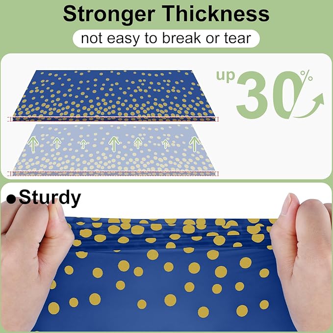 misaya 6 Packs Dot Disposable Table Cloth, 54 x 108 Inch Waterproof Plastic Tablecloth, Rectangle Gold Dots in Navy Table Covers for Picnic, Birthday, Party