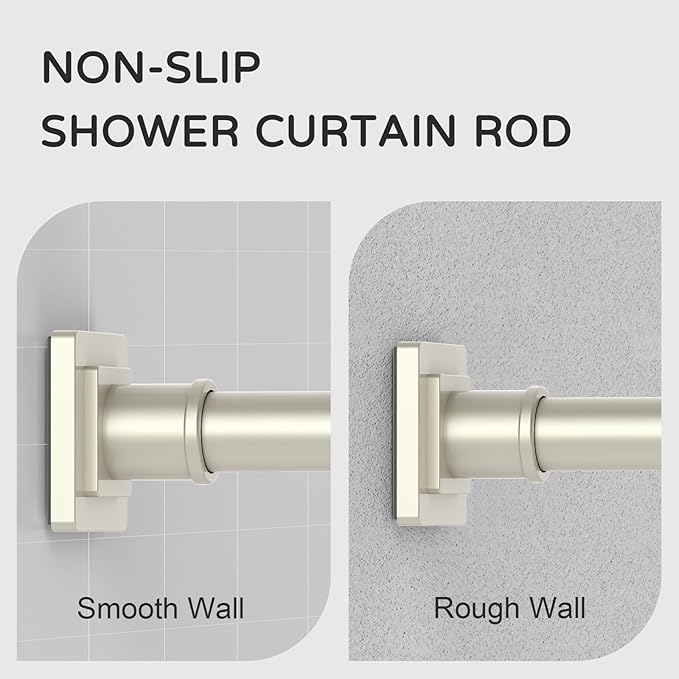 UIOSANRT Brushed Nickel Shower Curtain Rod 31-92 Inches Non-Slip Shower Rod Tension Mounted No Drill Tension Shower Curtain Rods Spring Tension Rod for Windows Bathroom