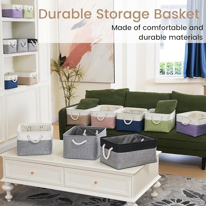 VQRTEXA Large Storage Baskets - 15.7x11.8x8.26 inch Storage Bins for Shelves and Closet Organizing, Foldable Fabric Bin for Home Organization Clothes and Laundry (6-Pack, Gray)