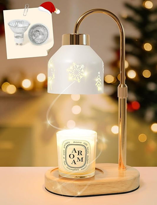 Seniny Christmas Candle Warmer Lamp with Timer, Adjustable Height Dimmable Lamp Candle Warmer for Jar Candles, Electric Warming Light, Home Decor Flameless Wax Melter Lamps, Birthday Gifts for Women