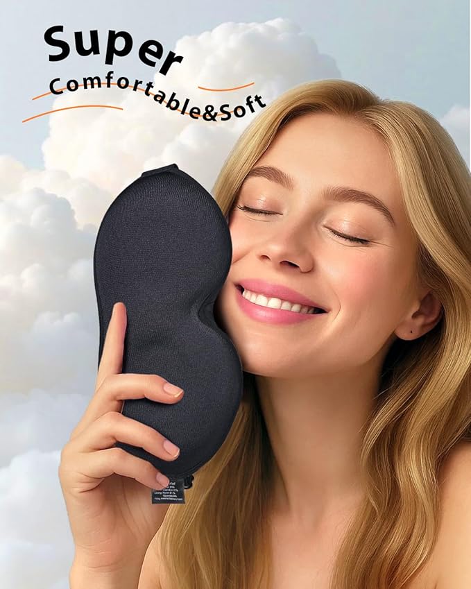 MABAO Weighted Eye Mask for Sleeping, Blackout 3D Contoured Sleep Mask with Adjustable Strap for Women Men, Memory Foam Gentle Pressure Relief Comfort Eye Cover Blindfold for Insomnia & Travel - Brown