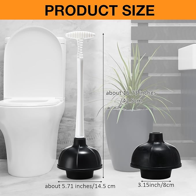 Teenyyou 6 Pcs Toilet Plunger Bulk Heavy Duty Plunger for Bathroom Double Thrust Rubber Force Cup Toilet Bowl for Drain Clog Remover Commercial Industrial Use Black 16.73 Inches