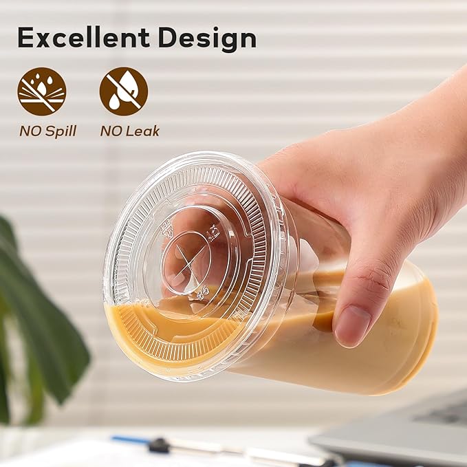 AOZITA 20 oz Plastic Cups with Lids and Straws, 25 Pack, Disposable Iced Coffee Cups with Lids, Clear Cups with Lids for Cold Drinks, Iced Tea, Milkshakes, Smoothies - Durable & BPA Free