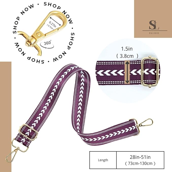 S&loyoe Purse Straps Replacement Crossbody Bag Strap Adjustable Wide Guitar Straps for Handbags 1.5inch