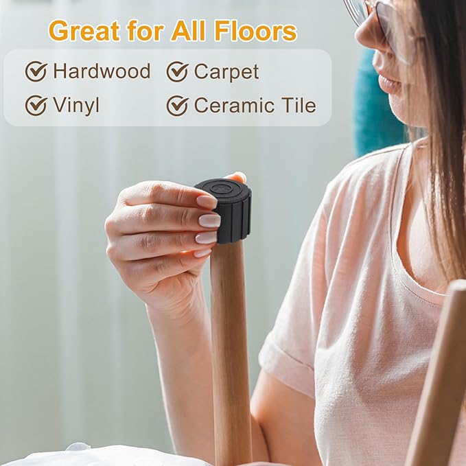 uxcell 4Pcs Chair Leg Tips Caps, 1-7/8" PVC Non-Slip Feet End Caps Cover, Round Chair Leg Floor Protectors for Furniture, Black