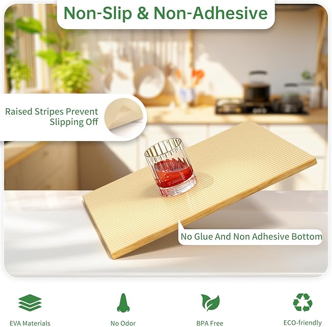 Shelf and Drawer Liner for Kitchen Cabinet, Non-Adhesive 12in x 120in Waterproof Durable Thickened EVA Material Easy-to-Cut Contact Paper Non Slip Mat for Refrigerator, Cupboard, Dresser