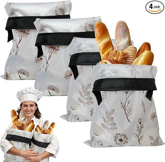 4 Pcs Reusable Beeswax Bread Bags for Homemade Bread 17" x12" Sourdough Storage Bags with Foodgrade TPU Lining Food Wraps to Keeping Fresh Loaf Fresh Freezer Baker Baking Supplies (Beige)