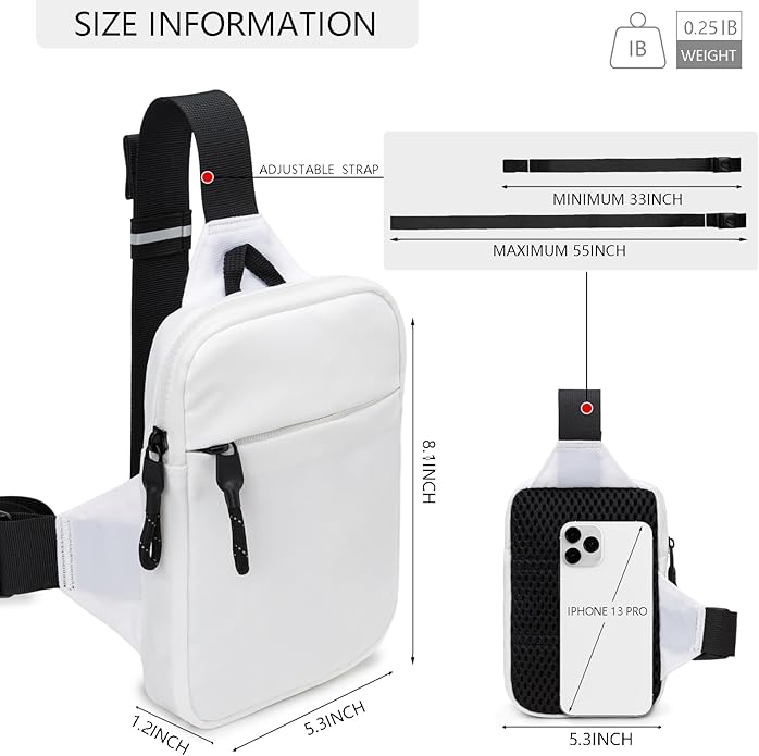 Mini Sling Bag for Men Women, Small Crossbody Casual Utility Chest Phone Bag for Travel Workout