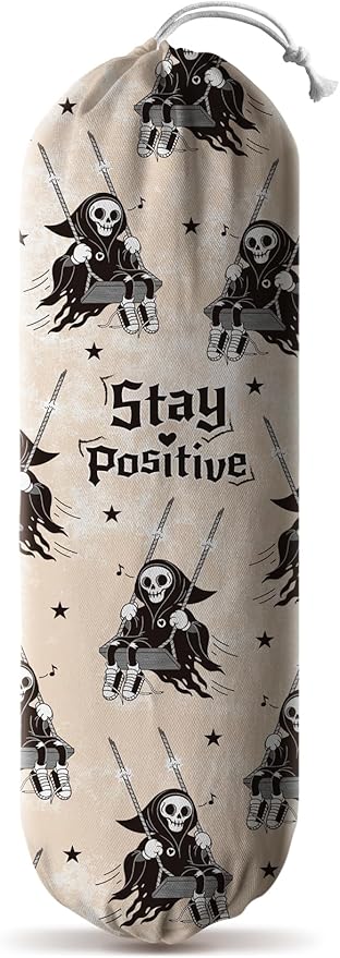 Hglian Stay Positive Grocery Bag Holder,Cute Funny Inspirational Plastic Bag Holder Storage Organizer Extra Large