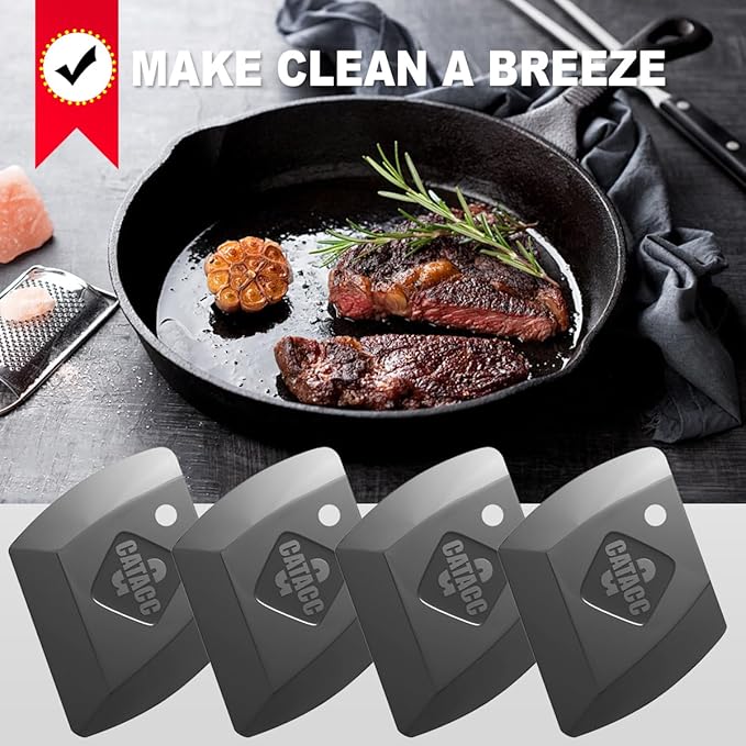 G.CATACC 4-Pack Pan Scraper, Non Scratch Plastic Dish Scrapers for Cast Iron Skillets Pot Pan Counter Cleaning, Kitchen Scraper Tool