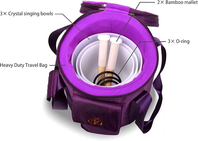 7inch 8inch 9inch Crystal singing bowls set sound bowl for healing Mindfulness, Meditation, Yoga, Spiritual and Body Healing Chakra Bowl (7G+8F+9C, 7inch+8inch+9inch with Travel bag)