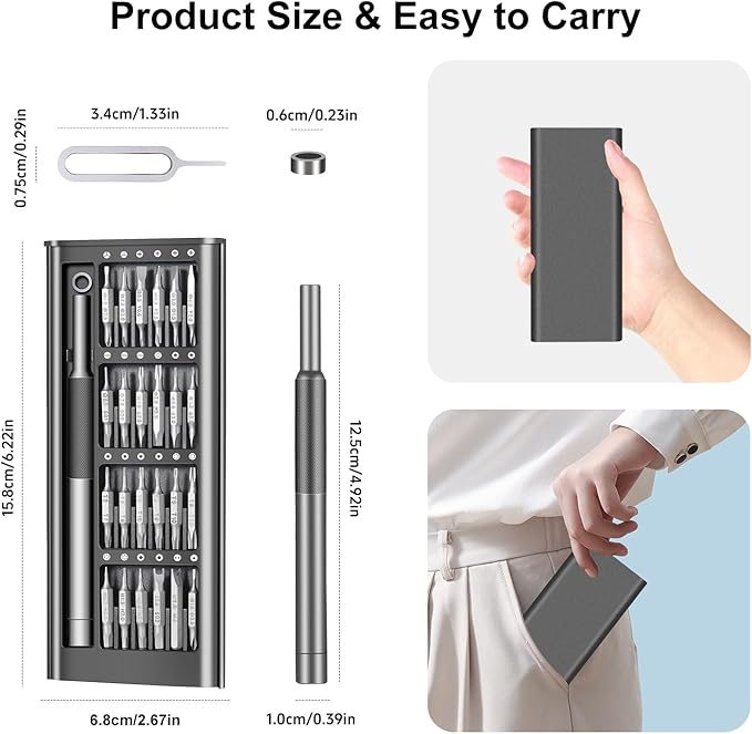 52-in-1 Precision Screwdriver Set, Magnetic Mini Repair Tool Kit for iPhone, Computer, Eyeglass, PS5, Watch, Laptop, Macbook, Ring Doorbell, Electronic, [S2 Steel] Screw Driver Gifts for Men