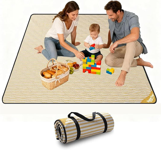 Extra Large Picnic Blanket Waterproof 80"x80" – Outdoor Blanket for Beach, Grass, Park, Lawn, Camping, Sandproof & Foldable, Wedding Registry Gift, Portable Mat for Family Picnics