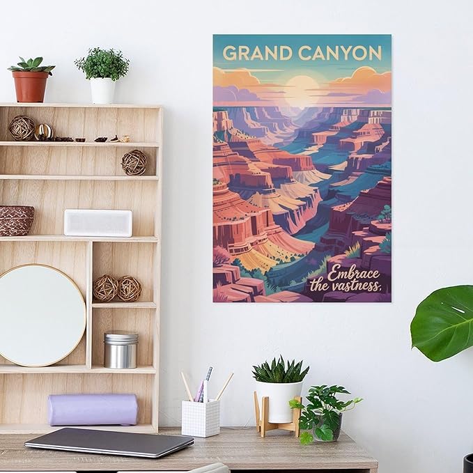 Motivational Canvas Grand Canyon Inspirational Poster Embrace The Vastness for Meditation Living Room Creative Studio Décor Print Poster Unframe-style 12x18inch(30x45cm)