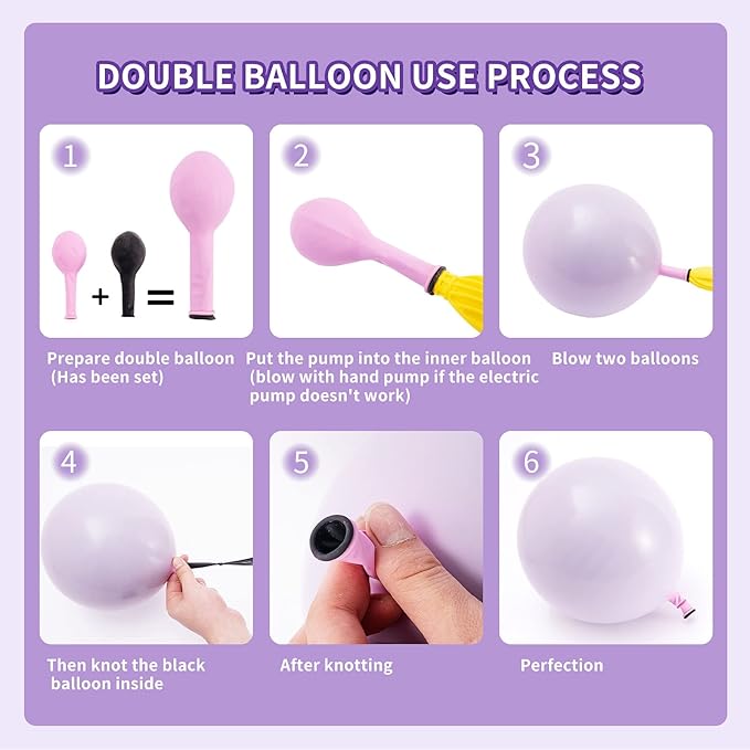 Pastel Pink Purple Balloon Garland Kit, Double Stuffed Lavender Balloons Garland 146pcs Latex Pastel Pink Purple Gold Balloons for Baby Shower Bachelorette Wedding Birthday Party Decorations