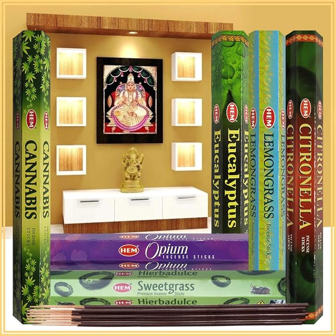 Hem Incense Sticks Variety Pack #26 and Incense Stick Holder Bundle with 6 Herbal Fragrances